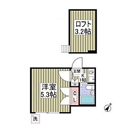 リブレス鶴瀬1 1Kの間取図画像