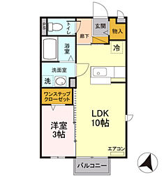 ハイツハピネス 1LDKの間取図画像