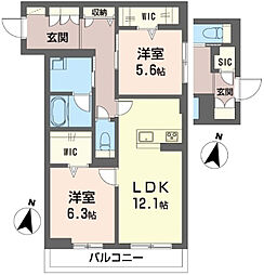 バエル 2LDKの間取図画像