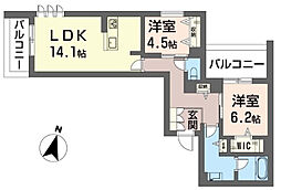 バエル 2LDKの間取図画像