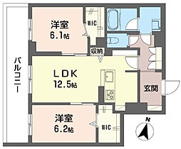 バエル 2LDKの間取図画像
