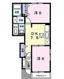 フォンターナ 2DKの間取図画像