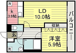 メープルコート 1LDKの間取図画像