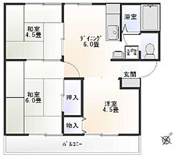 サンハイツB 3DKの間取図画像