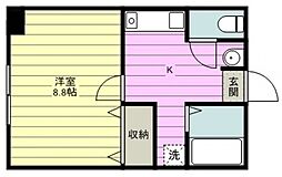 レジデンス富士見 1Kの間取図画像