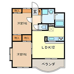 ミルフィーユふじみ野弐番館 2LDKの間取図画像