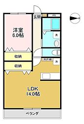 レオパレス宝パート2 1LDKの間取図画像