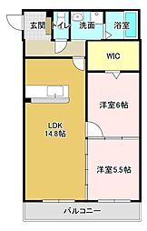 リアンジュ下沢 2LDKの間取図画像