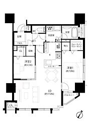 アメックス赤坂門タワー 2LDKの間取図画像