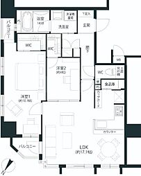 アメックス赤坂門タワー 2LDKの間取図画像