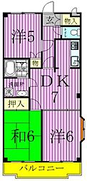 つくばエクスプレス 六町駅 徒歩13分の賃貸マンション 2階3DKの間取り