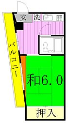 中居町コーポ 2階1Kの間取り