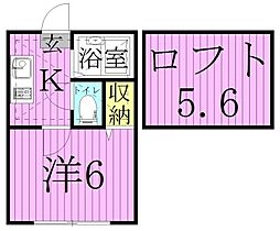 東武大師線 大師前駅 徒歩14分の賃貸アパート 1階1Kの間取り