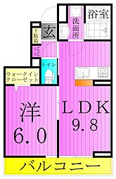 セレスティア加賀 3階1LDKの間取り