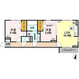 京成本線 京成高砂駅 徒歩16分の賃貸アパート 1階2LDKの間取り