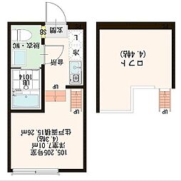 ハーモニーテラス綾瀬3 2階1Kの間取り