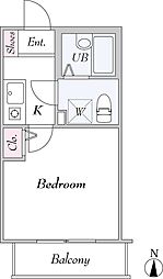 アーベインテラス千住緑町　B棟 2階1Kの間取り