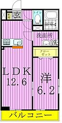 リブリ・プロスペール 2階1LDKの間取り