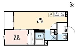 AMALFI 1階1LDKの間取り