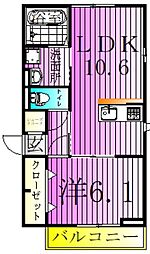 プランドールV 2階1LDKの間取り