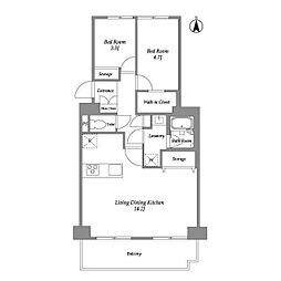コンフォリア竹ノ塚ウエスト 4階2LDKの間取り