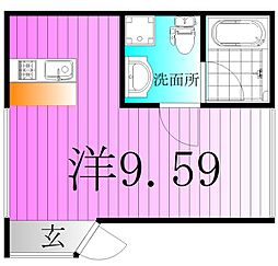 trias333〜トリアスサンサンサン〜 4階ワンルームの間取り