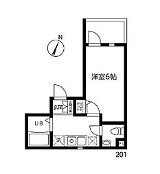 ホームズ千住II 2階1Kの間取り