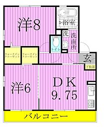 ハーブコテージ 1階2DKの間取り