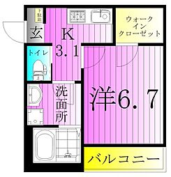 プロスタ 1階1Kの間取り