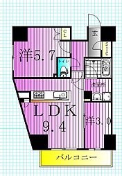 ラグゼナ北千住II 9階2LDKの間取り