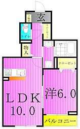 ハレレア59 1階1LDKの間取り