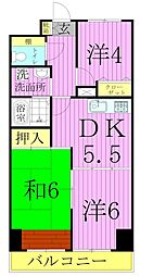 K−2レジデンス 3階3DKの間取り