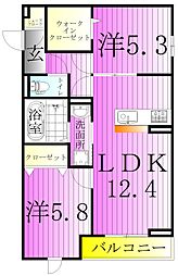 メゾンアーク西新井II 1階2LDKの間取り