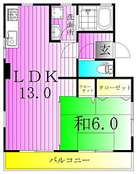 エクセレント　フォワイエ 3階1LDKの間取り