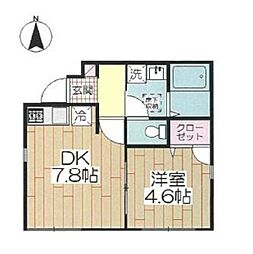 グリーンフォレストI 1階1DKの間取り