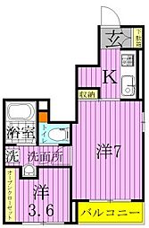 サニーフィールド7 1LDKの間取図画像