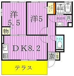 ボナールメゾン 2DKの間取図画像
