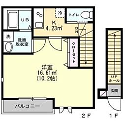 リヴァンス北綾瀬 1Kの間取図画像