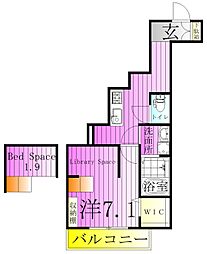 パークブラン亀有 1SKの間取図画像