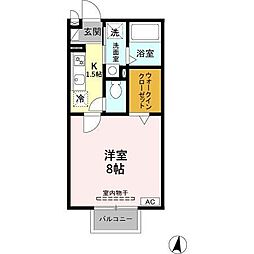 ウィルモアK・2 1Kの間取図画像