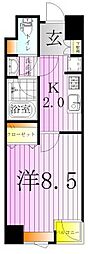 ミモザ 1Kの間取図画像
