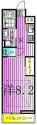リブリサンフラワー 1Kの間取図画像