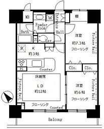 サンクレール荒川ブランガーデン 2LDKの間取図画像