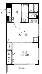 メゾンデューク菖蒲園 1DKの間取図画像