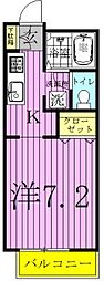 エスポワール 1Kの間取図画像