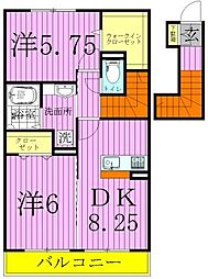グローリーシャンテ 2DKの間取図画像