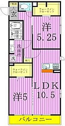サンモールウチデ 2LDKの間取図画像