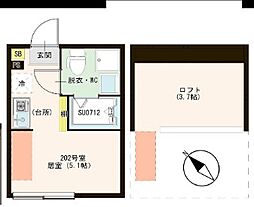 金町BASE ワンルームの間取図画像