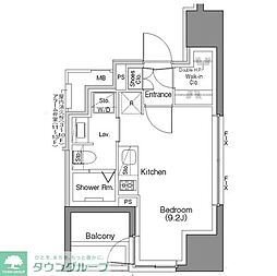 ザ・パークハビオSOHO大手町 5階ワンルームの間取り