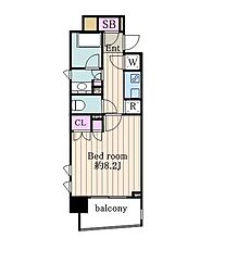コクヨーレ日本橋 6階1Kの間取り